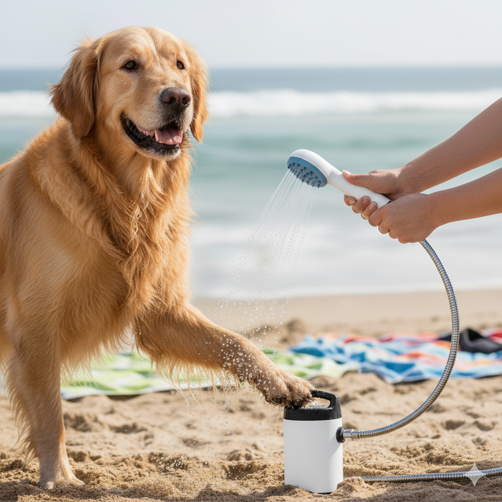 Ducha Portátil Recargable - Mantén a tu mascota limpia en 5 minutos en cualquier lugar.