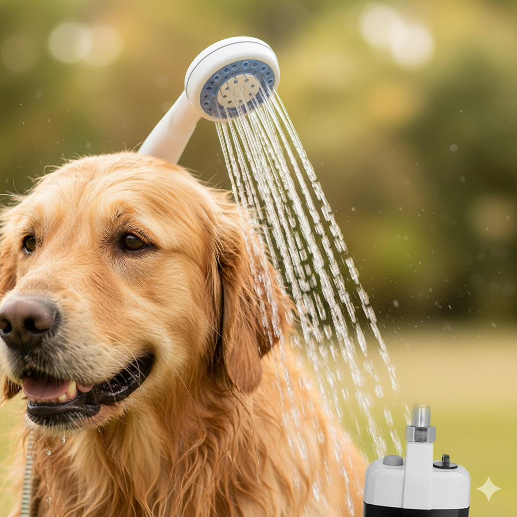 Ducha Portátil Recargable - Mantén a tu mascota limpia en 5 minutos en cualquier lugar.